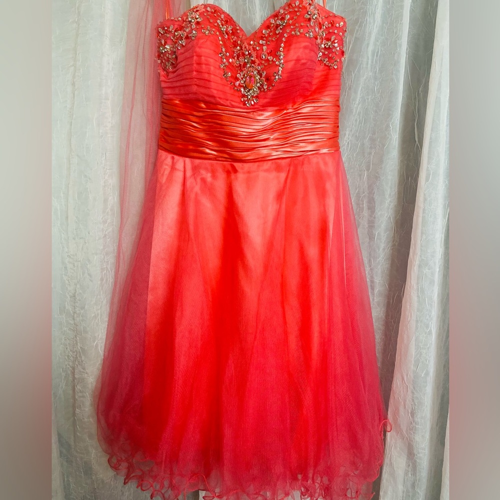 Coral ladies Formal Beaded short Dress